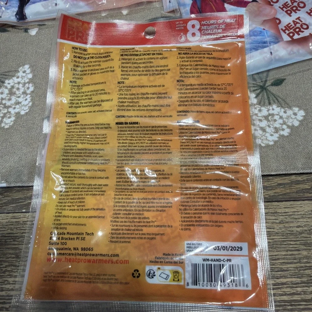 4 PAIRS Of Heat Pro Hand Warmers 8 Hrs/h New High Quality